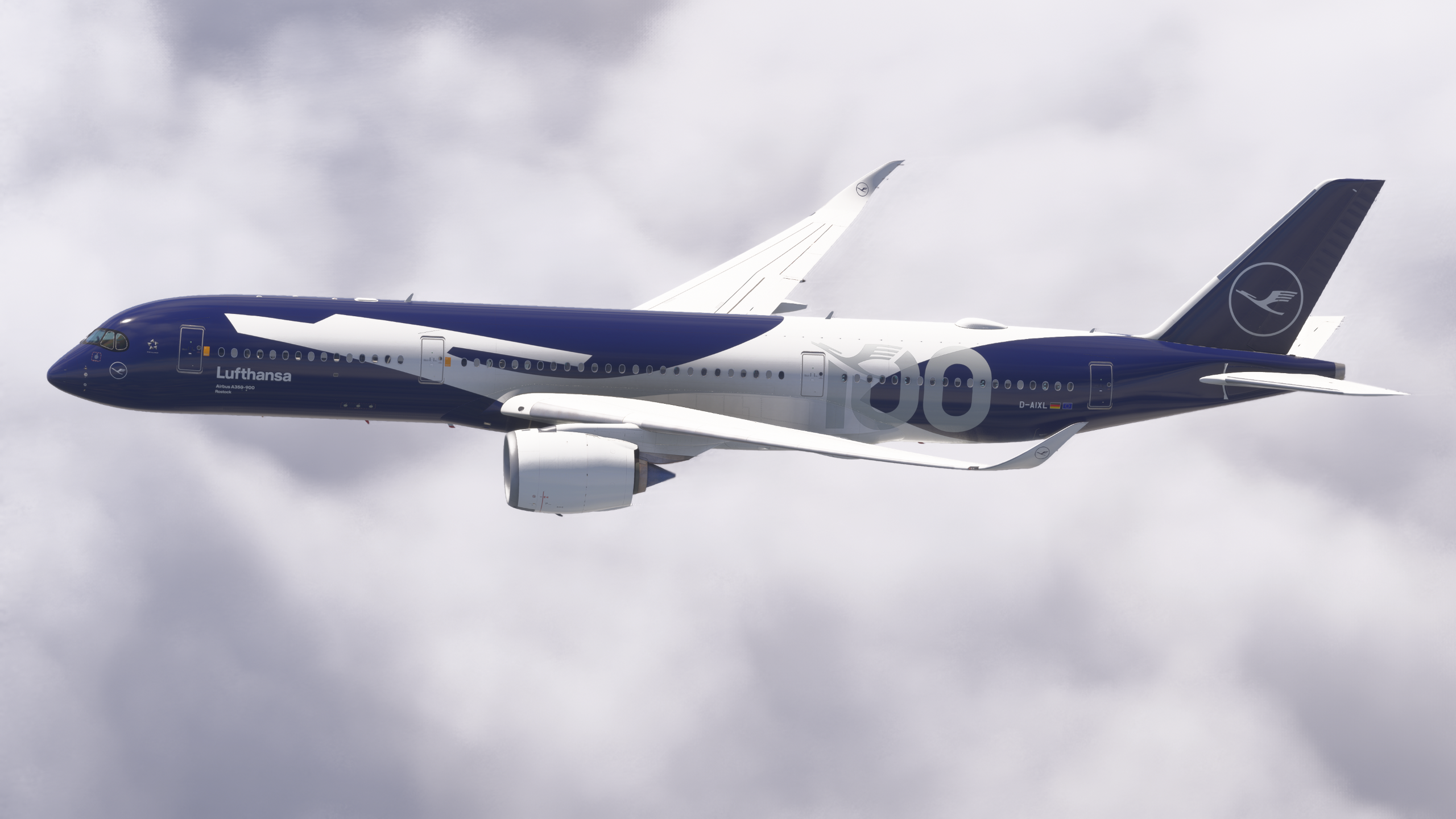 Lufthansa A350-900 with 100 year livery in cruise
